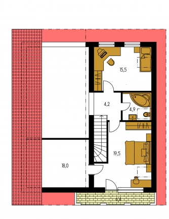 Spiegelverkehrter Entwurf | Grundriss des Obergeschosses - TREND 270